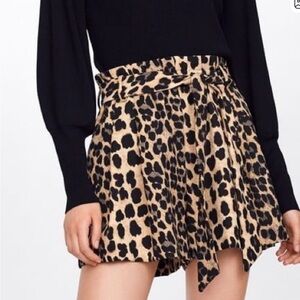 Zara Black and Tan Leopard Mini Skort size L